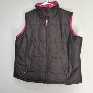 VTG Context Woman 3X Black Pink Down Feather Puffer‎ Vest Sleeveless Jacket